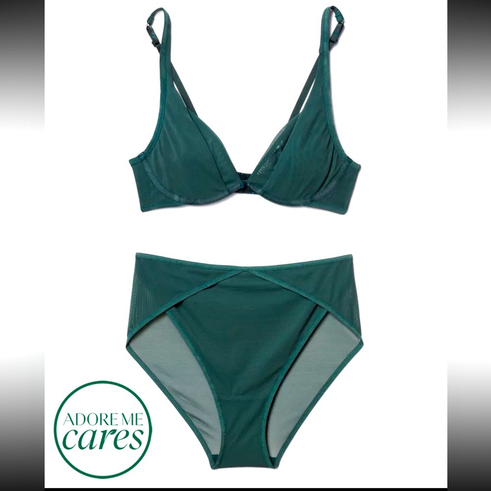ADORE ME- Kala Unlined, green bra & underwear set. 36DD & XL